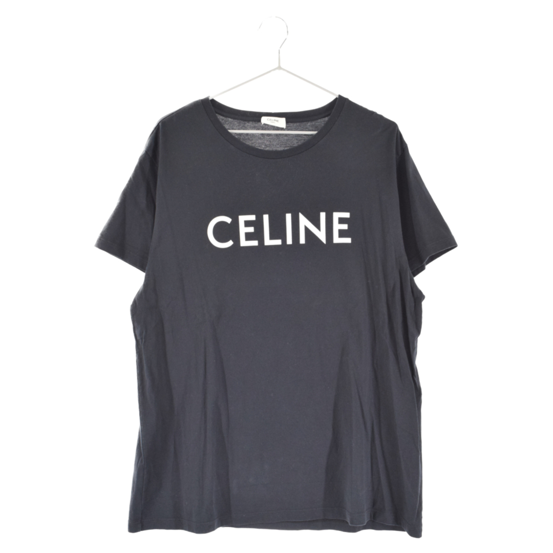 CELINE セリーヌ ロゴプリントデザインクルーネック半袖Tシャツ カットソー ブラック 2X308916G 半袖Tシャツ