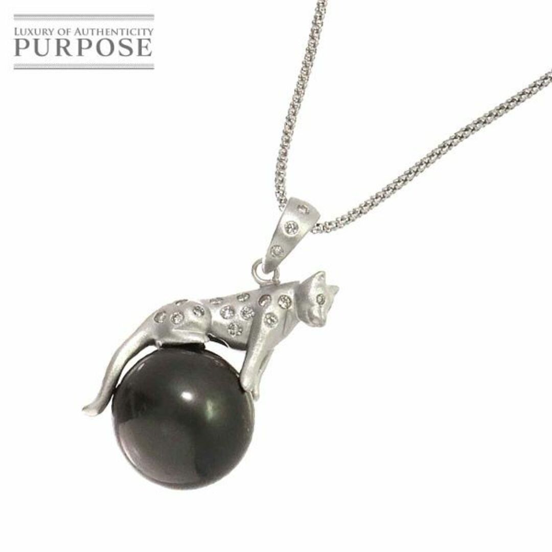 黒蝶真珠 15.5mm ダイヤ 0.20ct K18 WG ネックレス 50cm ホワイト
