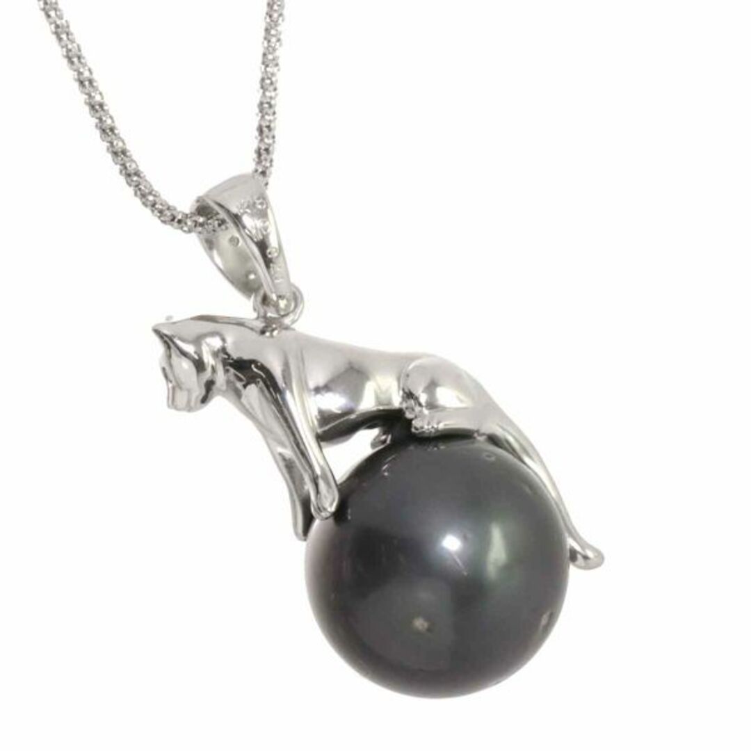 黒蝶真珠 15.5mm ダイヤ 0.20ct K18 WG ネックレス 50cm ホワイト