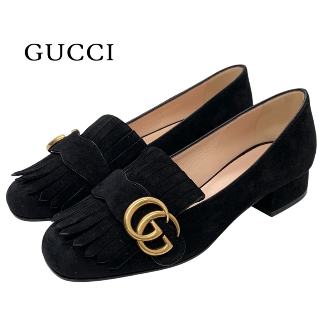 Gucci(グッチ)の未使用 グッチ GUCCI ダブルG GGマーモント パンプス 靴 シューズ フリンジ スエード ブラック 黒 レディースの靴/シューズ(ハイヒール/パンプス)の商品写真