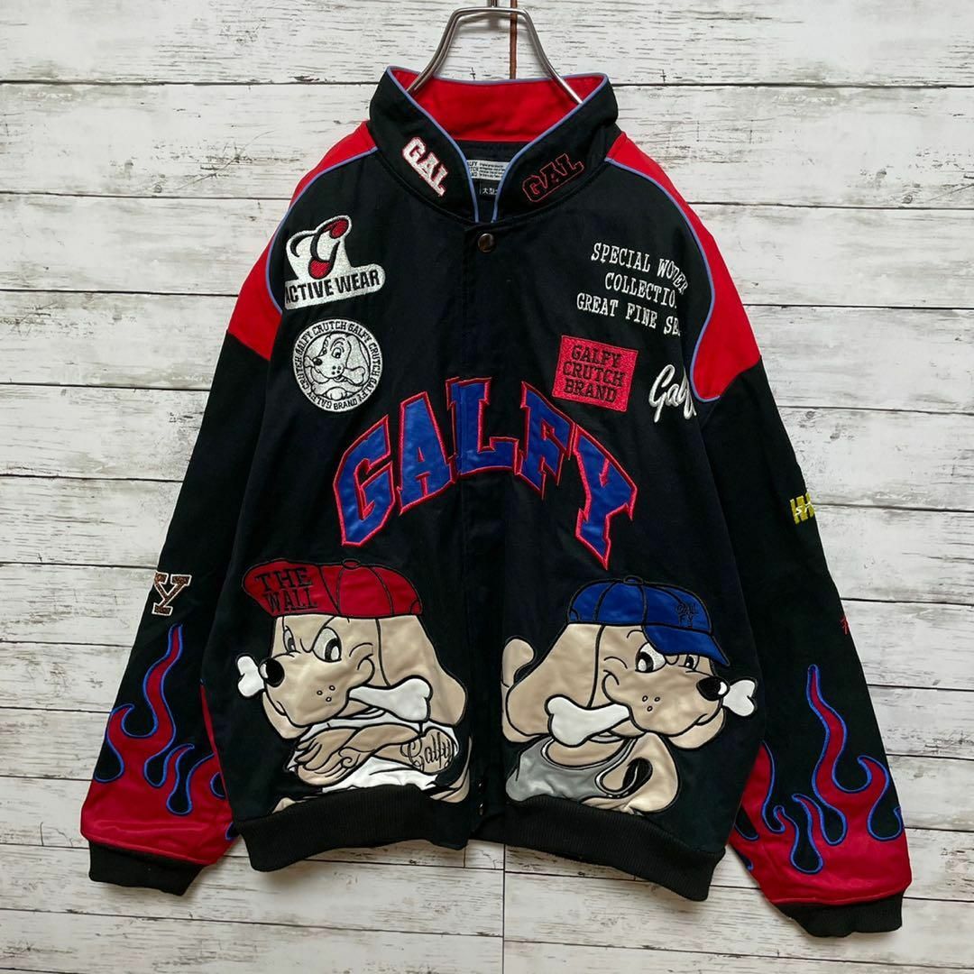 美品■GALFY ガルフィー■ビッグシルエット ボアフリース デカロゴジャケット