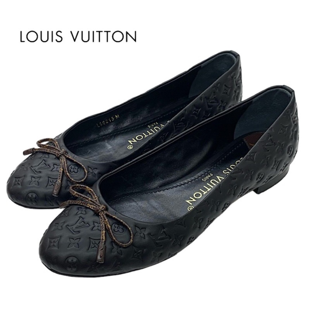 LOUIS VUITTON(ルイヴィトン)のルイヴィトン LOUIS VUITTON ニーナライン モノグラム フラットシューズ バレエシューズ リボン レザー ブラック 黒 レディースの靴/シューズ(バレエシューズ)の商品写真