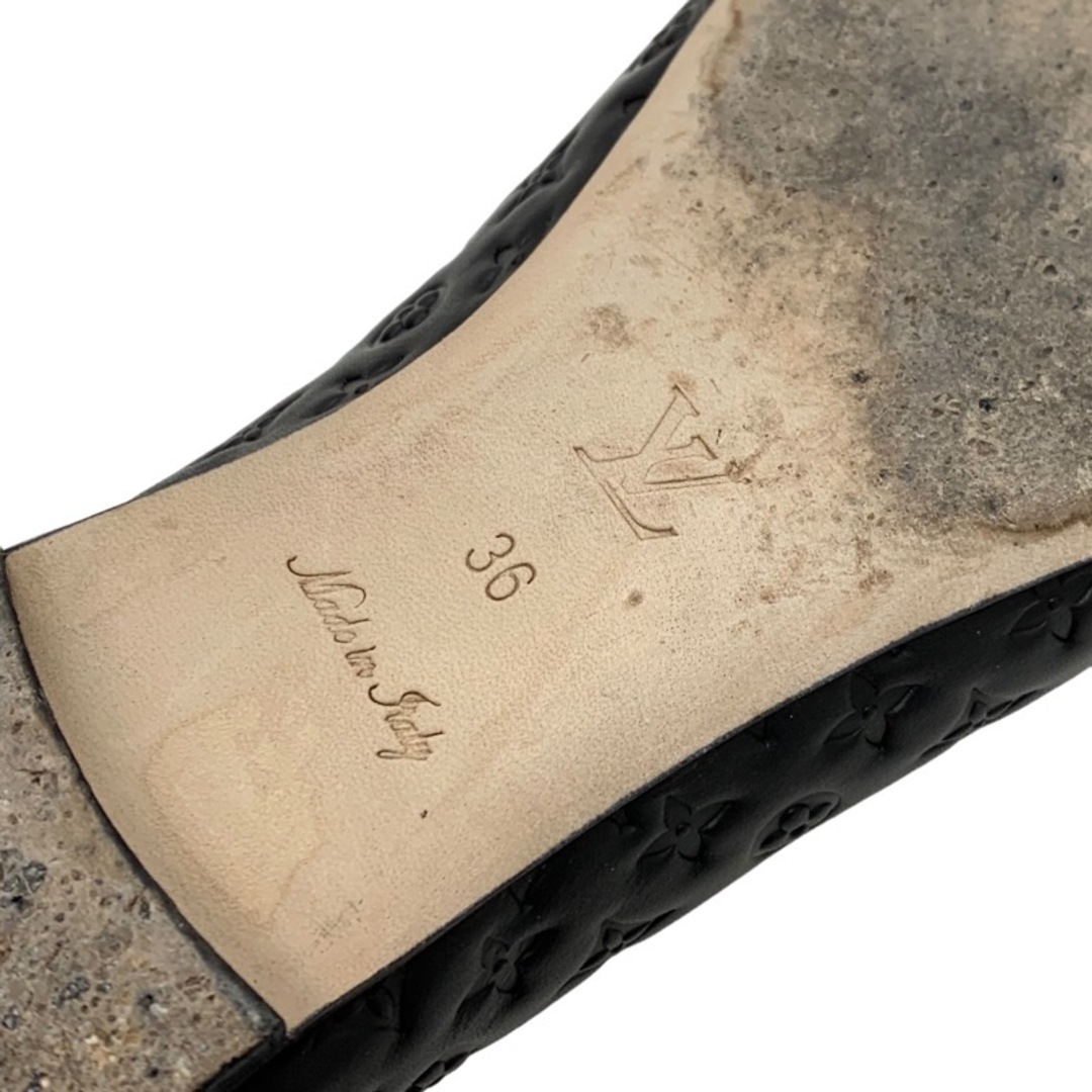 LOUIS VUITTON(ルイヴィトン)のルイヴィトン LOUIS VUITTON ニーナライン モノグラム フラットシューズ バレエシューズ リボン レザー ブラック 黒 レディースの靴/シューズ(バレエシューズ)の商品写真