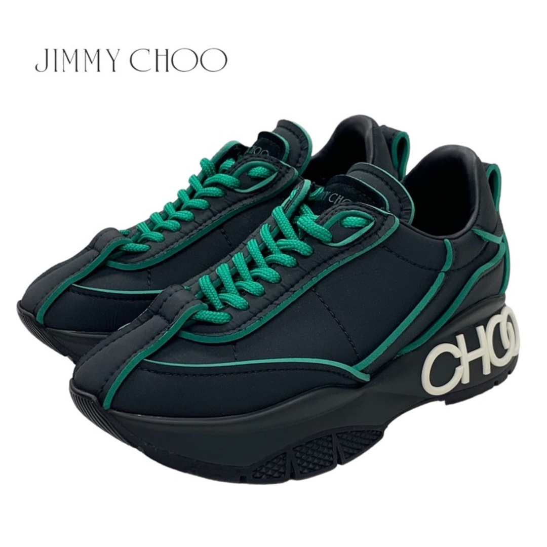 JIMMY CHOO(ジミーチュウ)のジミーチュウ JIMMY CHOO RAINE スニーカー 靴 シューズ ナイロン ブラック グリーン 未使用 ロゴ レディースの靴/シューズ(スニーカー)の商品写真