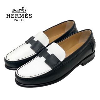 新品★稀少レアデザイン定価以下　HERMESモカシン 《パリ》 白金具ローファー