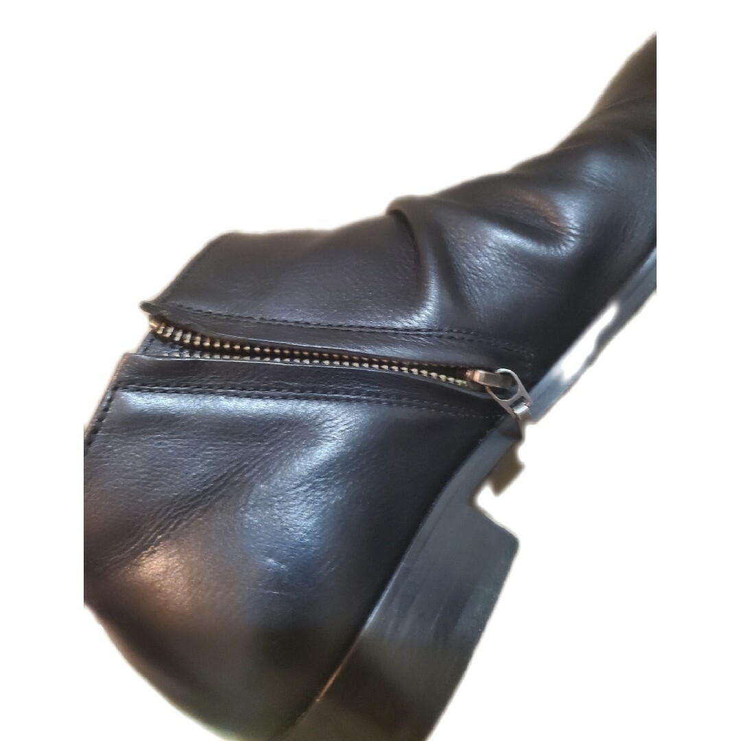 PADRONE(パドローネ)のパドローネ　サイドジップ　しわ加工ブーツ　ブラック　25㎝　レザー 40 黒 メンズの靴/シューズ(ブーツ)の商品写真