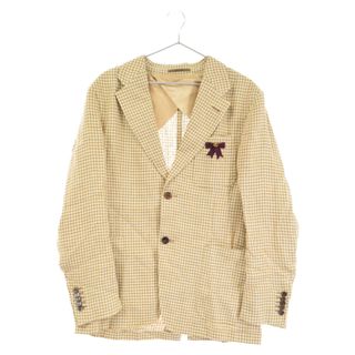 グッチ(Gucci)のGUCCI グッチ Gingham Bridal Logo Front Button Blazers Jackets ギンガムブライダル ロゴフロントボタン ジャケット ブレザー ベージュ 703331 ZAE4K(フライトジャケット)