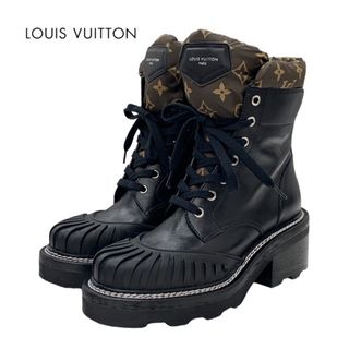 ルイヴィトン(LOUIS VUITTON)のルイヴィトン LOUIS VUITTON LV ボブールライン モノグラム ブーツ ショートブーツ 靴 シューズ ブラック ブラウン アンクルブーツ レースアップ(ブーツ)