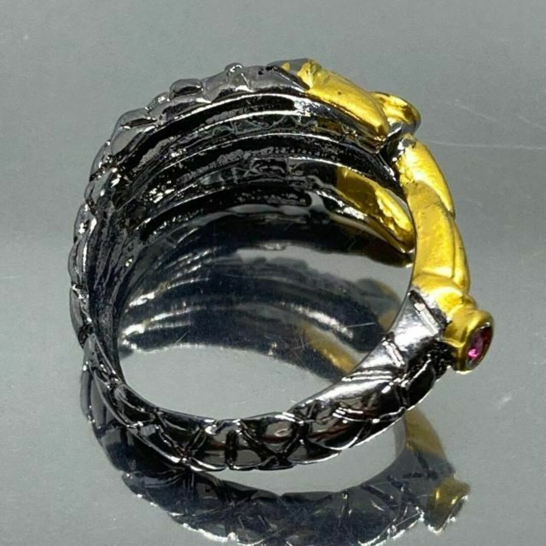 ドラゴン シルバー リング 指輪 ゴールド サファイア 龍 おしゃれ 13号 メンズのアクセサリー(リング(指輪))の商品写真