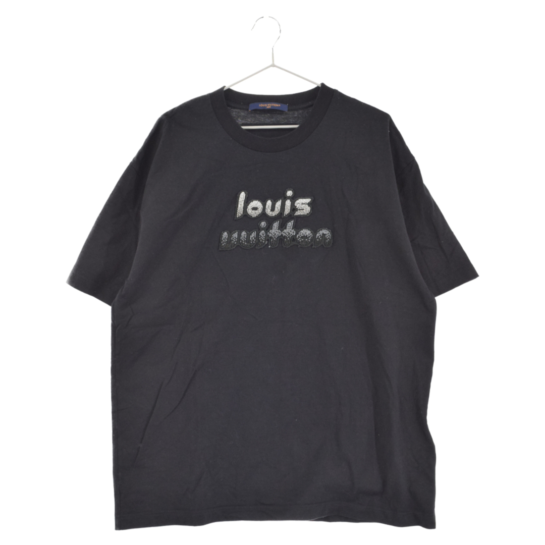 LOUIS VUITTON ルイヴィトン 23AW ビーズエンブロイダードコットン 半袖Tシャツ カットソー ブラック 1ABYKR