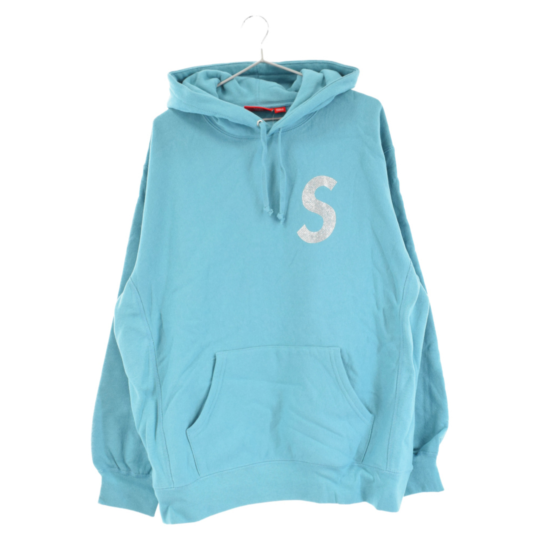 SUPREME シュプリーム 21SS Swarovski S Logo Hooded Sweatshirt スワロフスキーSロゴフーデッドスウェットシャツ プルオーバーパーカー ライトブルー