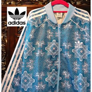 アディダス(adidas)のアディダス ファーム 水色 花柄 ジャージ ジャケット ブルゾン パーカー 雪(ブルゾン)