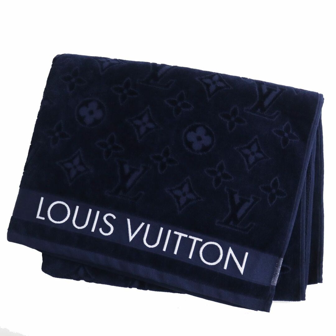 LOUIS VUITTON モノグラム ビーチタオル ルイヴィトン 黒大判 LV