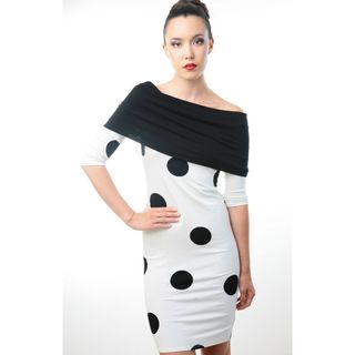 タダシショウジ(TADASHI SHOJI)の新品 USAワンピース WHITE/BLACK DOTS S(ひざ丈ワンピース)