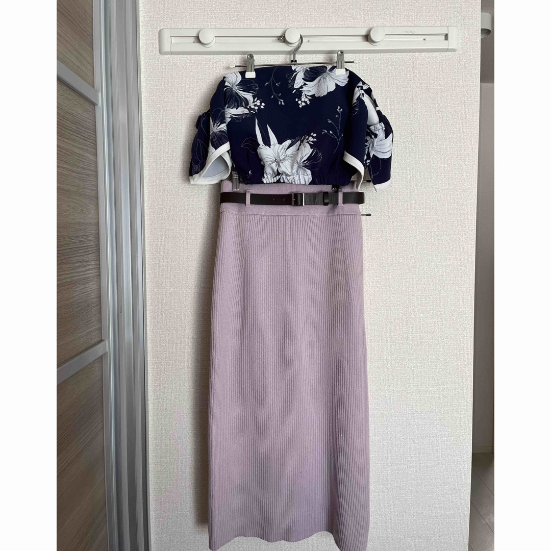 SNIDEL(スナイデル)のsnidel ニットタイトロングスカート　ピンク レディースのスカート(ロングスカート)の商品写真