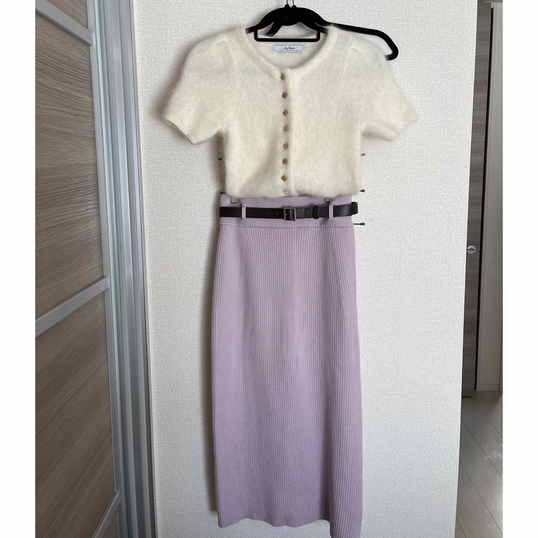SNIDEL(スナイデル)のsnidel ニットタイトロングスカート　ピンク レディースのスカート(ロングスカート)の商品写真
