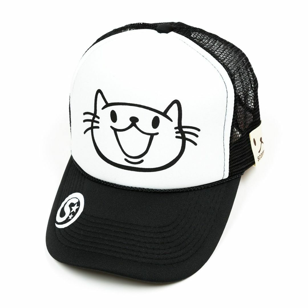 スコーピー ネコ好き のための 猫柄 メッシュキャップ SMILE CAT ブラ