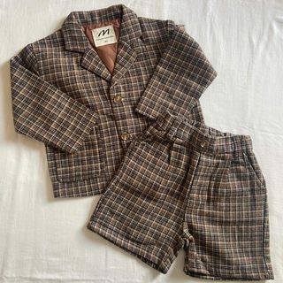 ザラキッズ(ZARA KIDS)のチェックセットアップ　ジャケット　パンツ　90(ジャケット/上着)