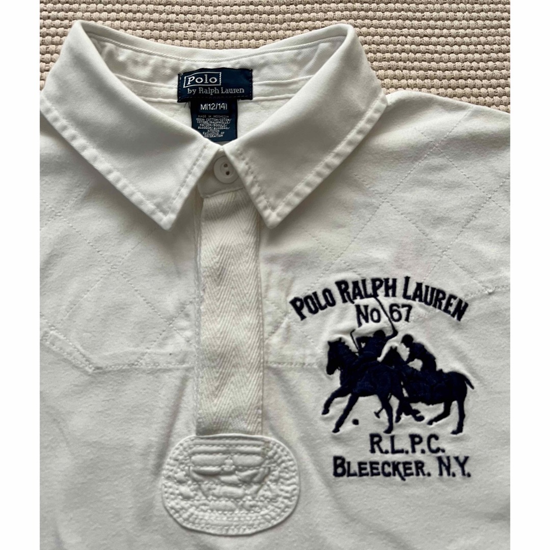 POLO RALPH LAUREN(ポロラルフローレン)の【美品】ラルフローレン デュアルマッチポニー白ラガーシャツ M(12/14) キッズ/ベビー/マタニティのキッズ服男の子用(90cm~)(Tシャツ/カットソー)の商品写真