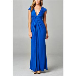 タダシショウジ(TADASHI SHOJI)の新品 USAロングドレス V BLUE S(ロングドレス)