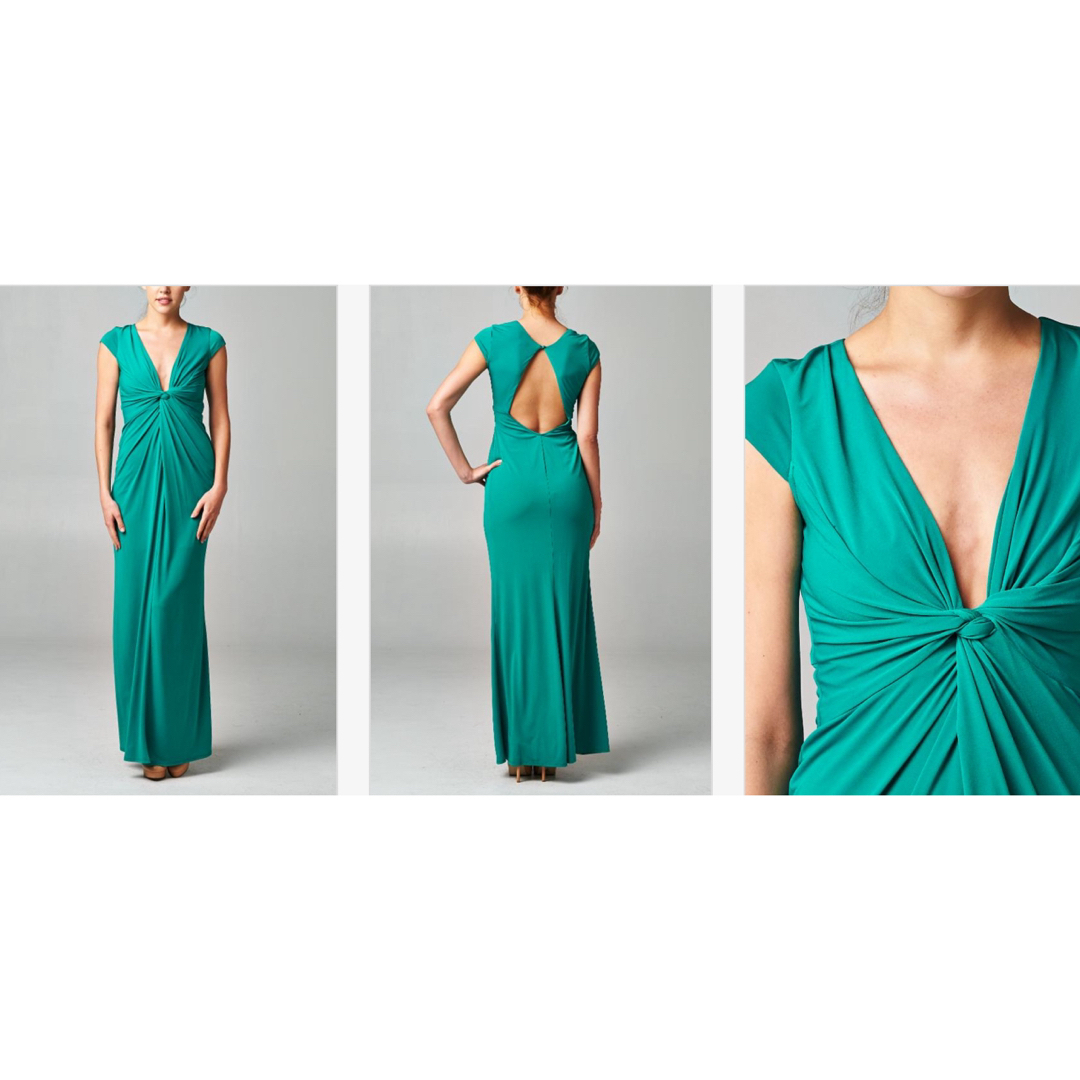 TADASHI SHOJI(タダシショウジ)の新品 USAロングドレス V GREEN S レディースのフォーマル/ドレス(ロングドレス)の商品写真