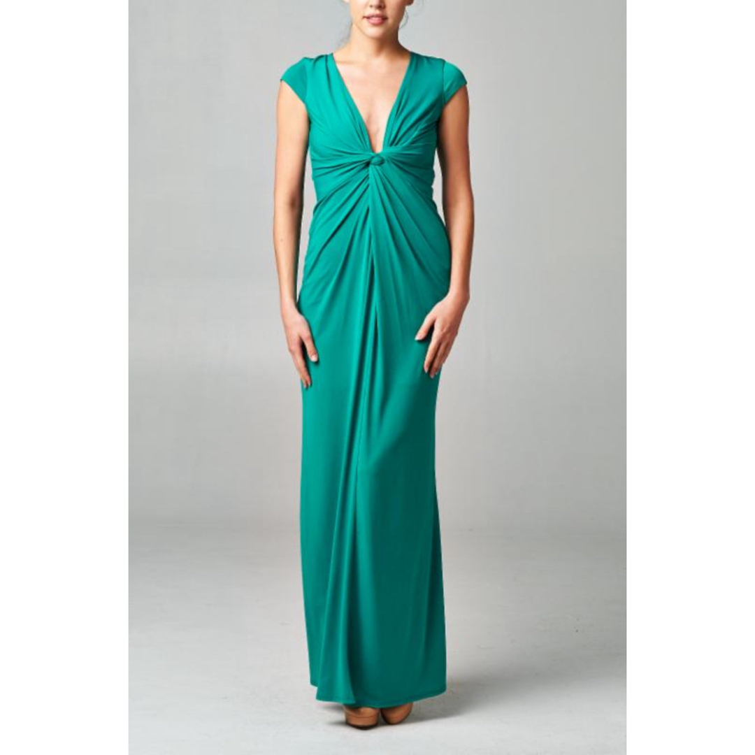 TADASHI SHOJI(タダシショウジ)の新品 USAロングドレス V GREEN S レディースのフォーマル/ドレス(ロングドレス)の商品写真