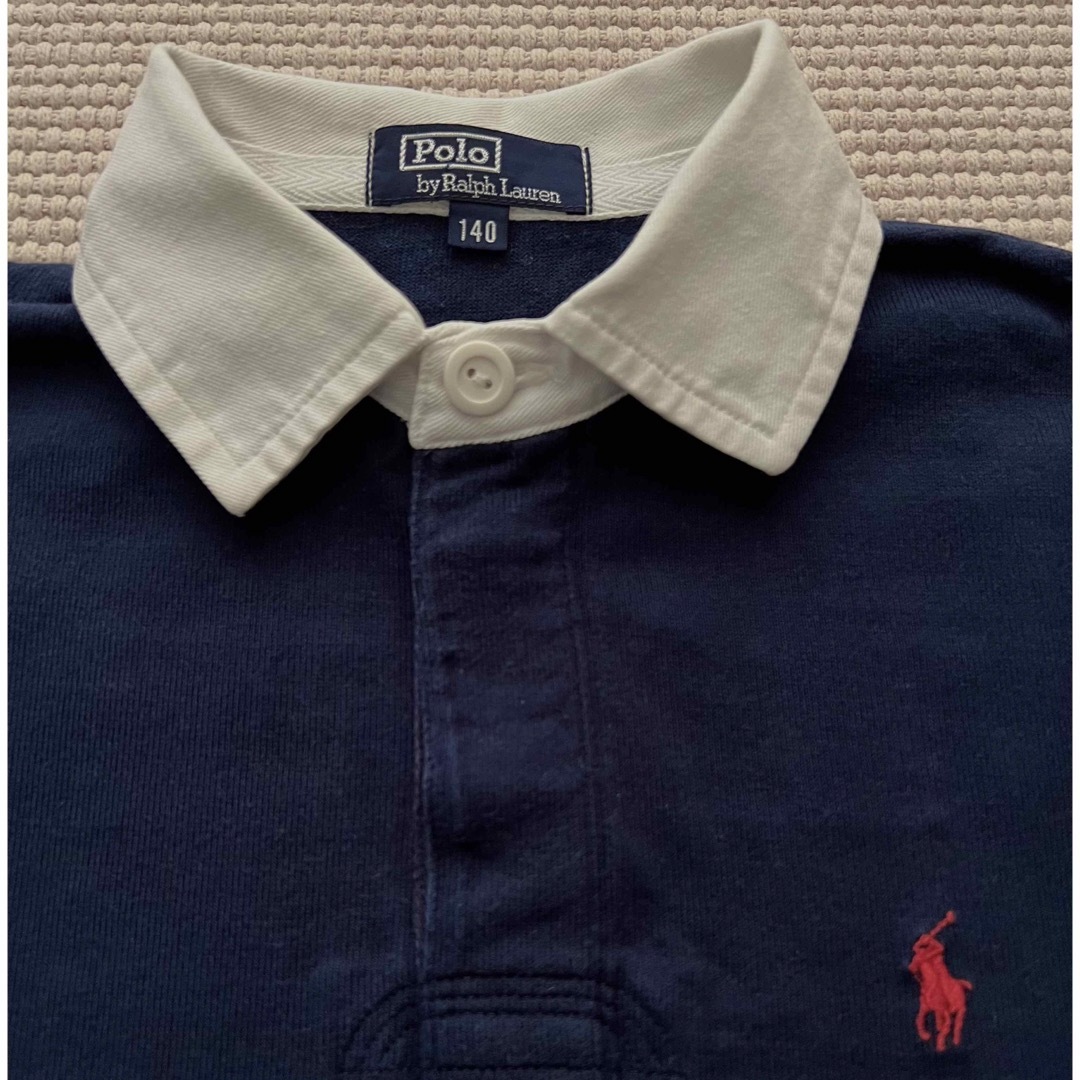 POLO RALPH LAUREN(ポロラルフローレン)の【美品】ラルフローレン ラガーシャツ ネイビー 140 星条旗 キッズ/ベビー/マタニティのキッズ服男の子用(90cm~)(Tシャツ/カットソー)の商品写真