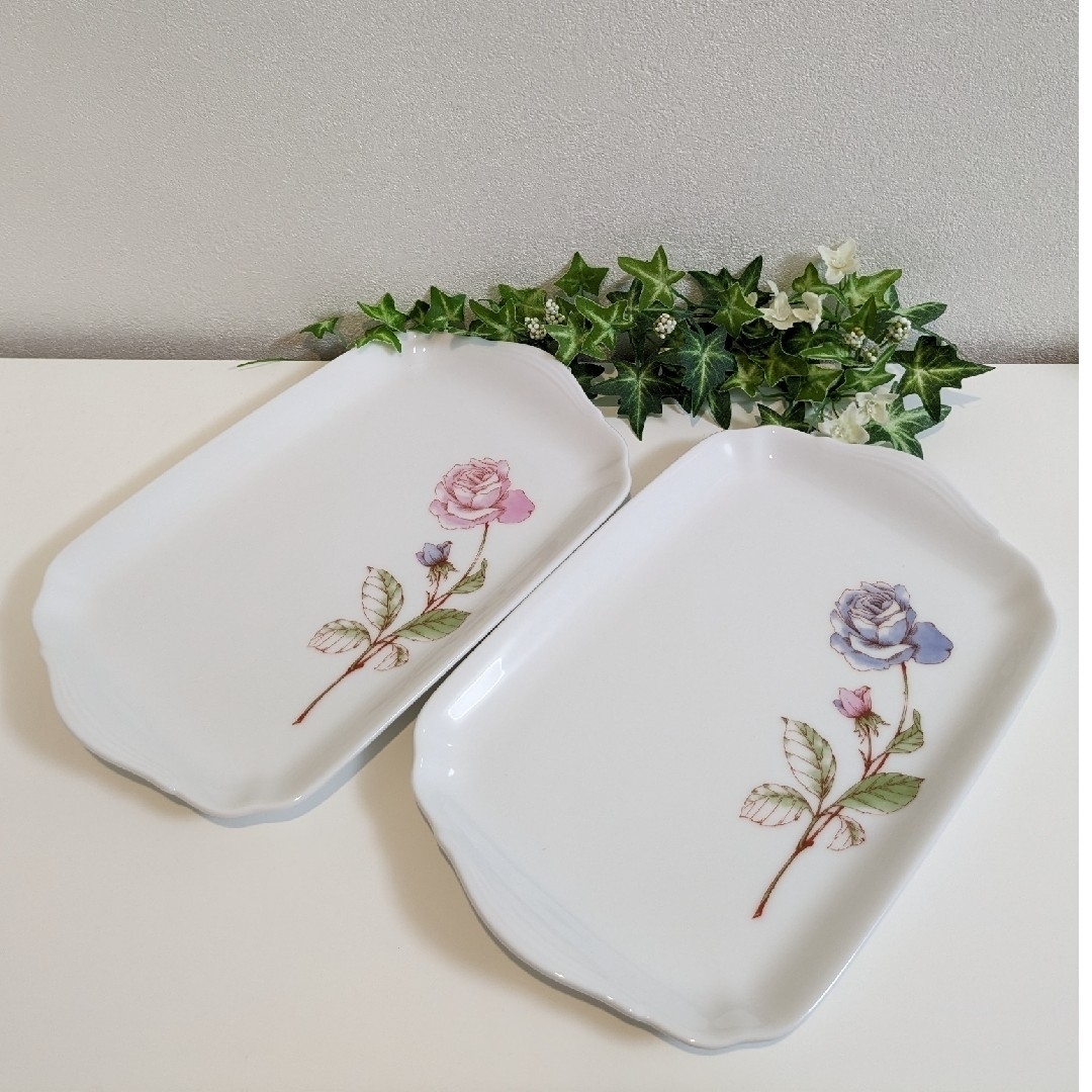 Noritake(ノリタケ)のNoritake☆レトロ薔薇ペアプレートセット インテリア/住まい/日用品のキッチン/食器(食器)の商品写真