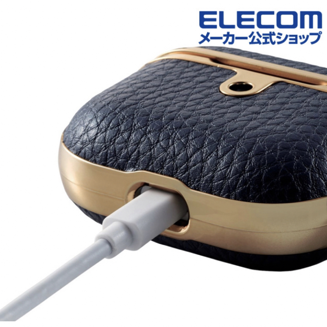 ELECOM(エレコム)の[新品未使用]AirPods 第3世代 用 サイドメッキ ソフトレザーカバー スマホ/家電/カメラのスマホアクセサリー(モバイルケース/カバー)の商品写真