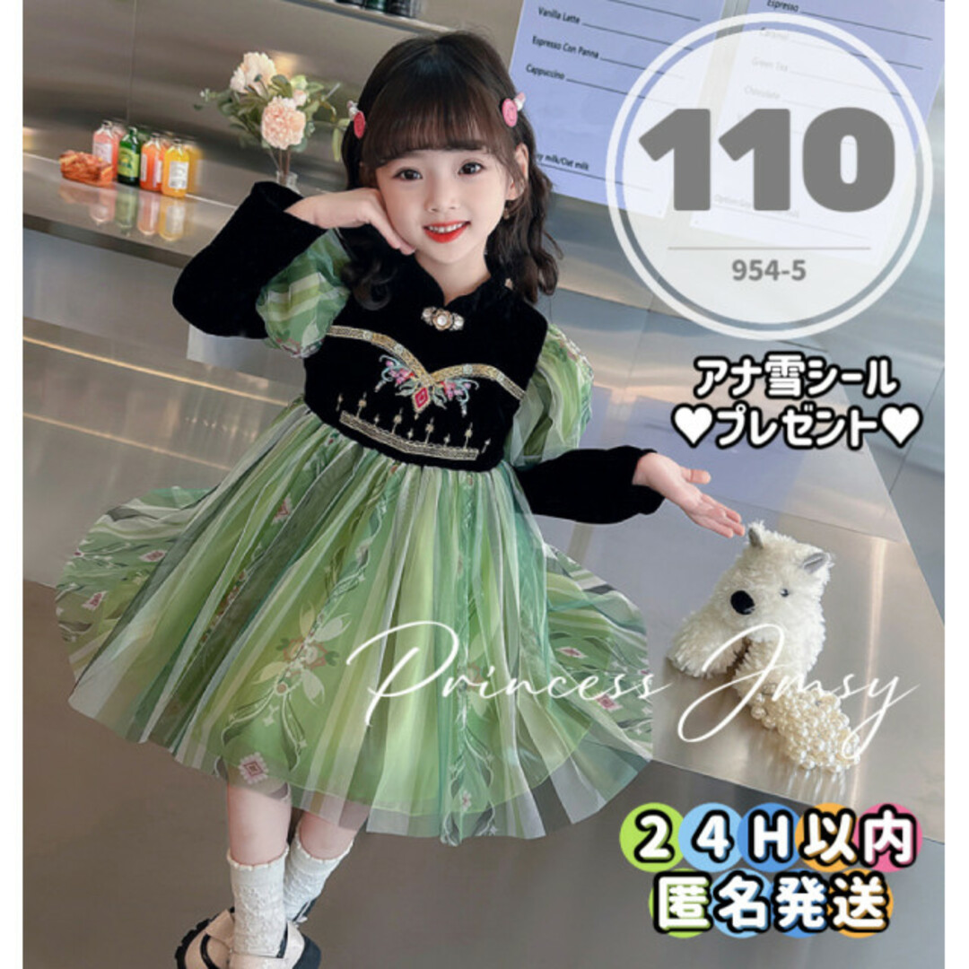 Disney - 110cm☆ベロア長袖アナドレス 刺繍 高品質 女の子仮装 ...
