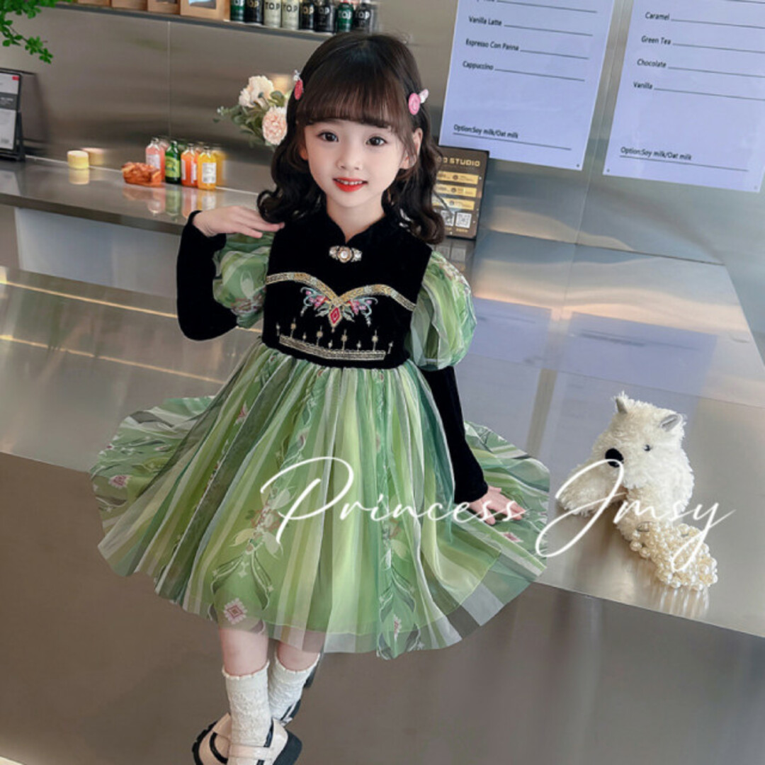 Disney - 110cm☆ベロア長袖アナドレス 刺繍 高品質 女の子仮装 ...