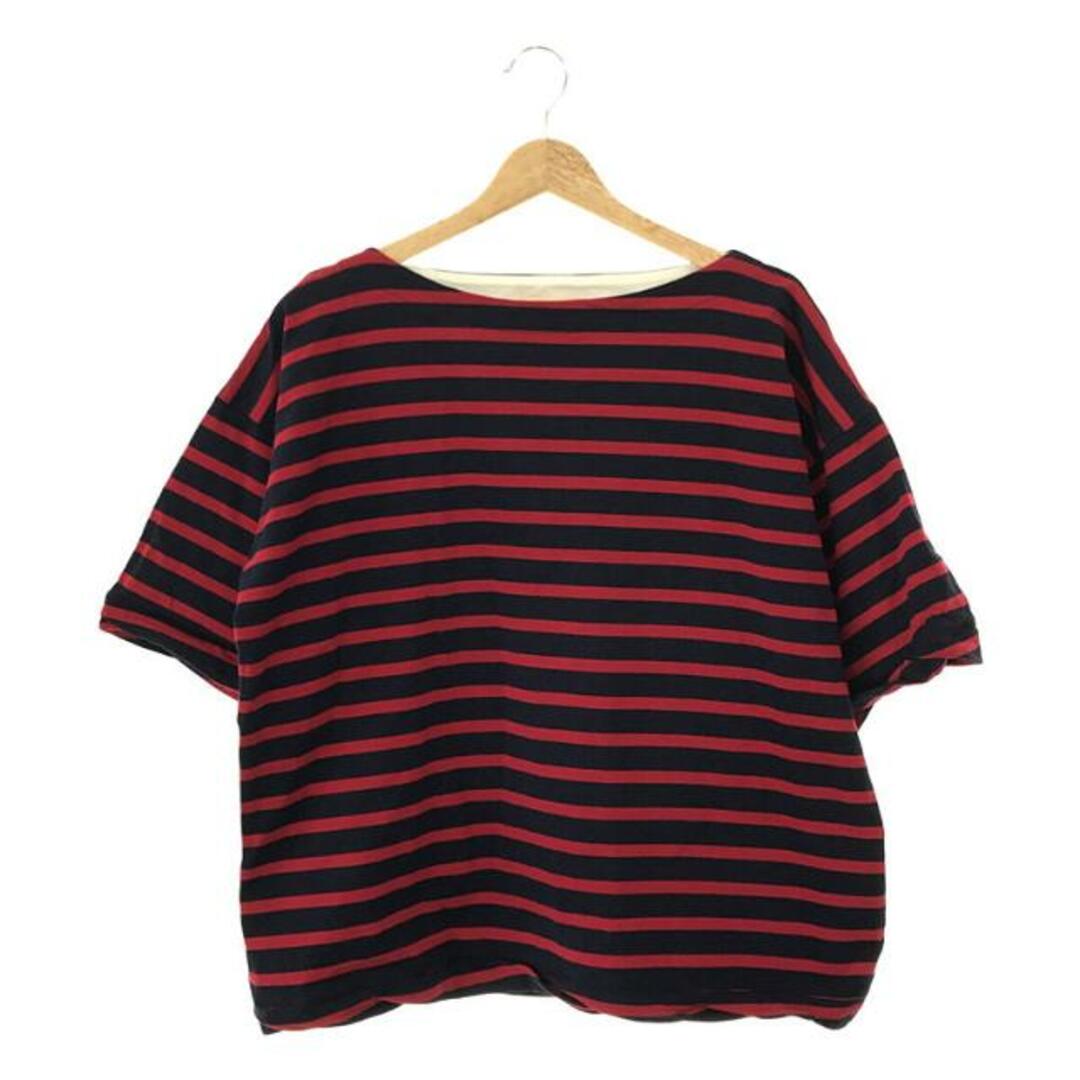 Marni(マルニ)のMARNI / マルニ | ボーダー ボートネック Tシャツ | 38 | レッド / ネイビー | レディース レディースのトップス(Tシャツ(半袖/袖なし))の商品写真