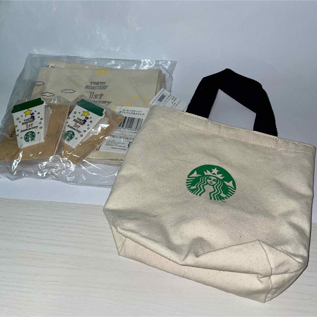 Starbucks Coffee(スターバックスコーヒー)の【新品未使用】Starbucks ミニトート＆クリップ☆5点セット レディースのバッグ(トートバッグ)の商品写真