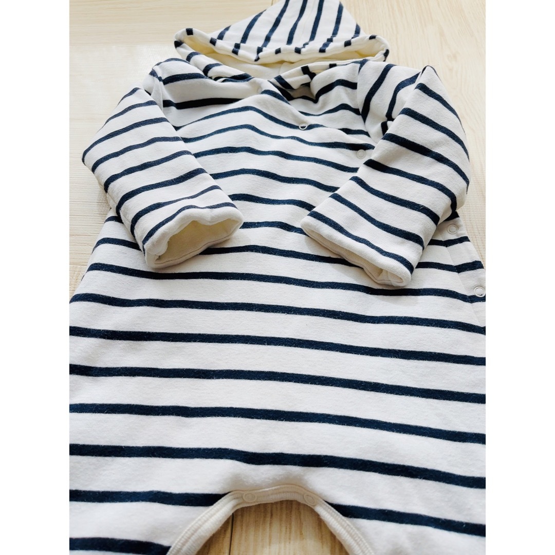 PETIT BATEAU - 美品 プチバトー 中綿ロンパース 長袖 ボーダー ...