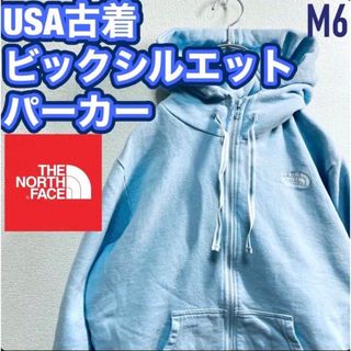 ザノースフェイス(THE NORTH FACE)の⭐︎USA 古着⭐︎即日発送⭐︎ノースフェイス　水色　フード　ジップ　パーカー(パーカー)