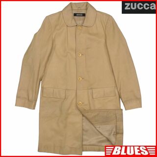 ズッカ(ZUCCa)のズッカ レザーステンカラーコート 本革 メンズ ロングコート キャメルX7012(ステンカラーコート)