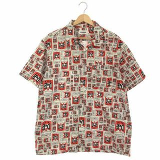 エクストララージ(XLARGE)のX-LARGE / エクストララージ | ×The Simpson シンプソンズ コラボ Duff Beer プリント オープンカラー 半袖シャツ | L | ホワイト / オレンジ | メンズ(Tシャツ/カットソー(半袖/袖なし))