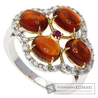 タサキ(TASAKI)のTASAKI マディラシトリン ルビー ダイヤモンド リング・指輪 K18WG K18YG レディース(リング(指輪))