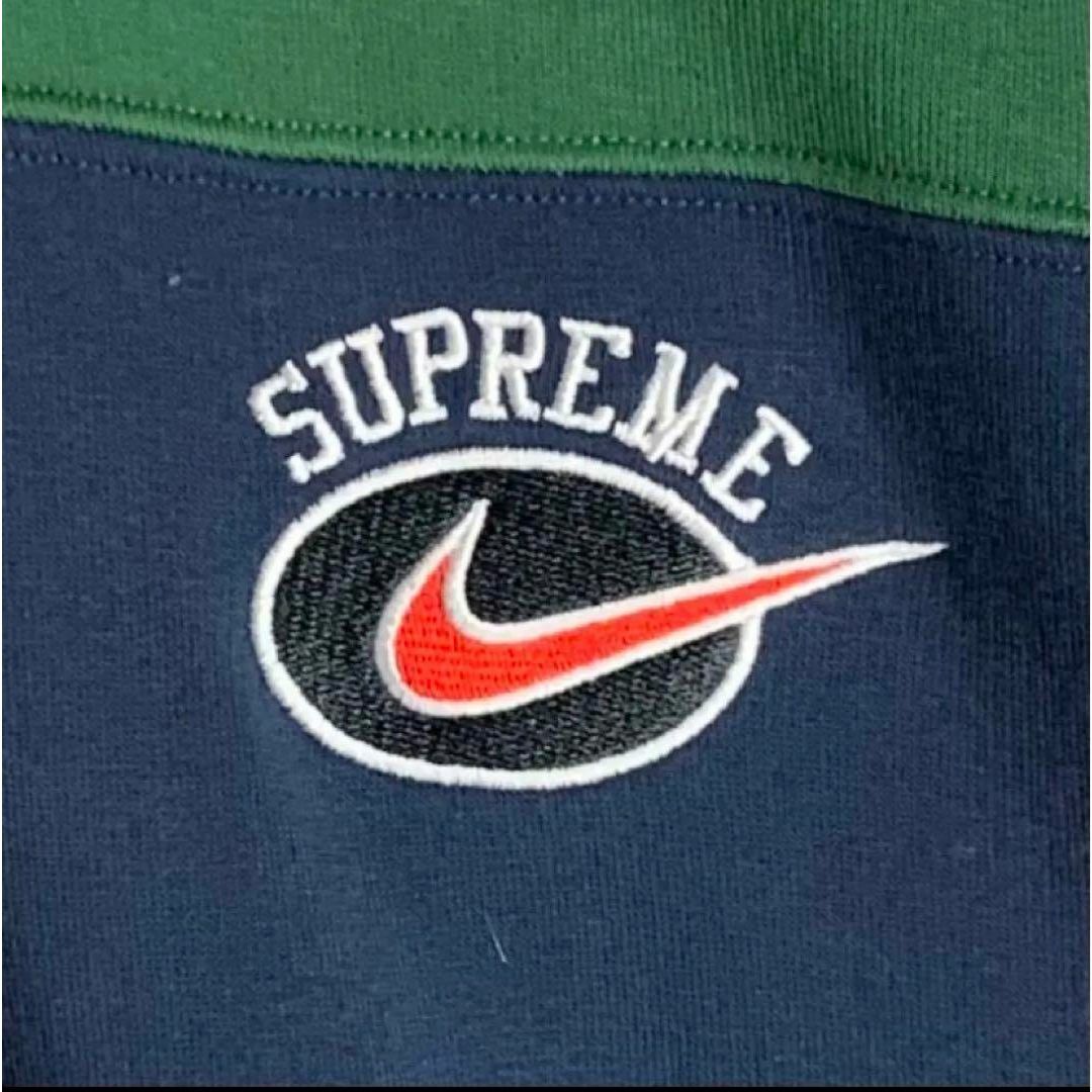 Supreme(シュプリーム)の【限定コラボ】シュプリーム　NIKE パーカー　ボーダー　ワンポイント刺繍ロゴ メンズのトップス(パーカー)の商品写真