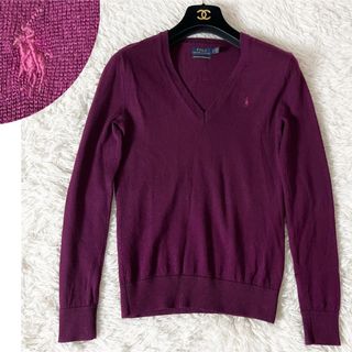 ラルフローレン♡ シルク混Ｖネックwoolセーター　ワンポイント刺繍polo