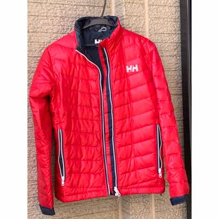 美品　HELLY HANSEN　ノルディック柄　ダウンジャケット　レッド　Ｌ