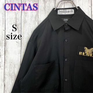 CiNTAS 企業ロゴ ワークシャツ ゴールド刺繍 ワッペン 古着 ブラック(シャツ)