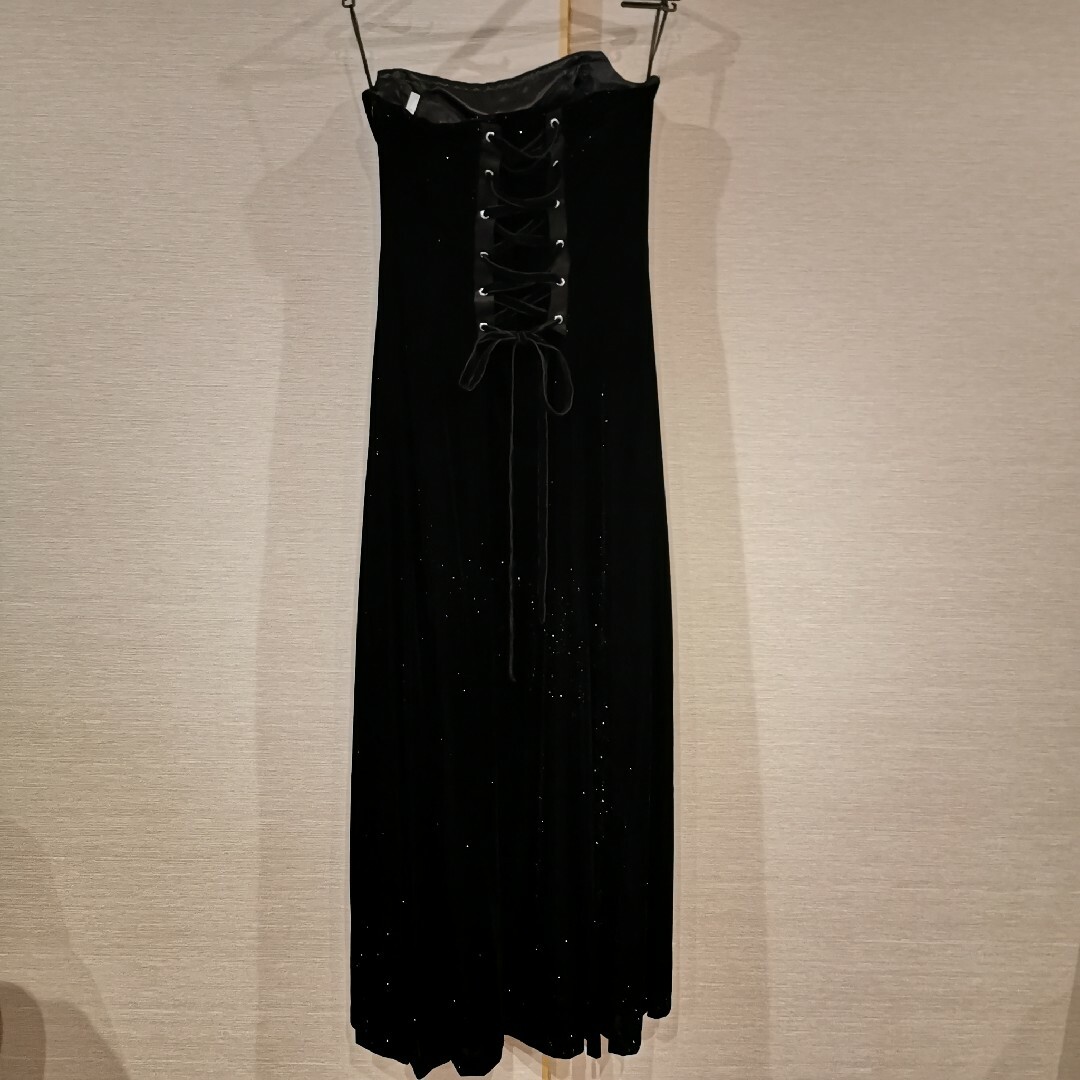 イブニングドレス　カクテルドレス　コンテスト　黒　結婚式　チューブトップドレス レディースのフォーマル/ドレス(ロングドレス)の商品写真