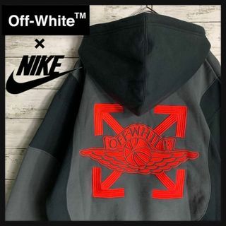 オフホワイト(OFF-WHITE)の【限定コラボ】OFF-White NIKE パーカー　両面刺繍　クロスアロー(パーカー)