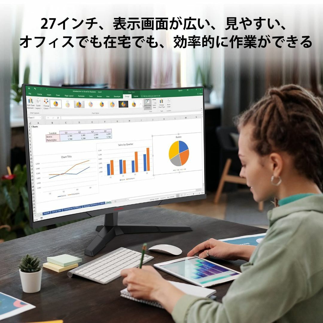 KOORUI ゲーミングモニター 27インチモニター 湾曲/曲面/カーブ型 PCの