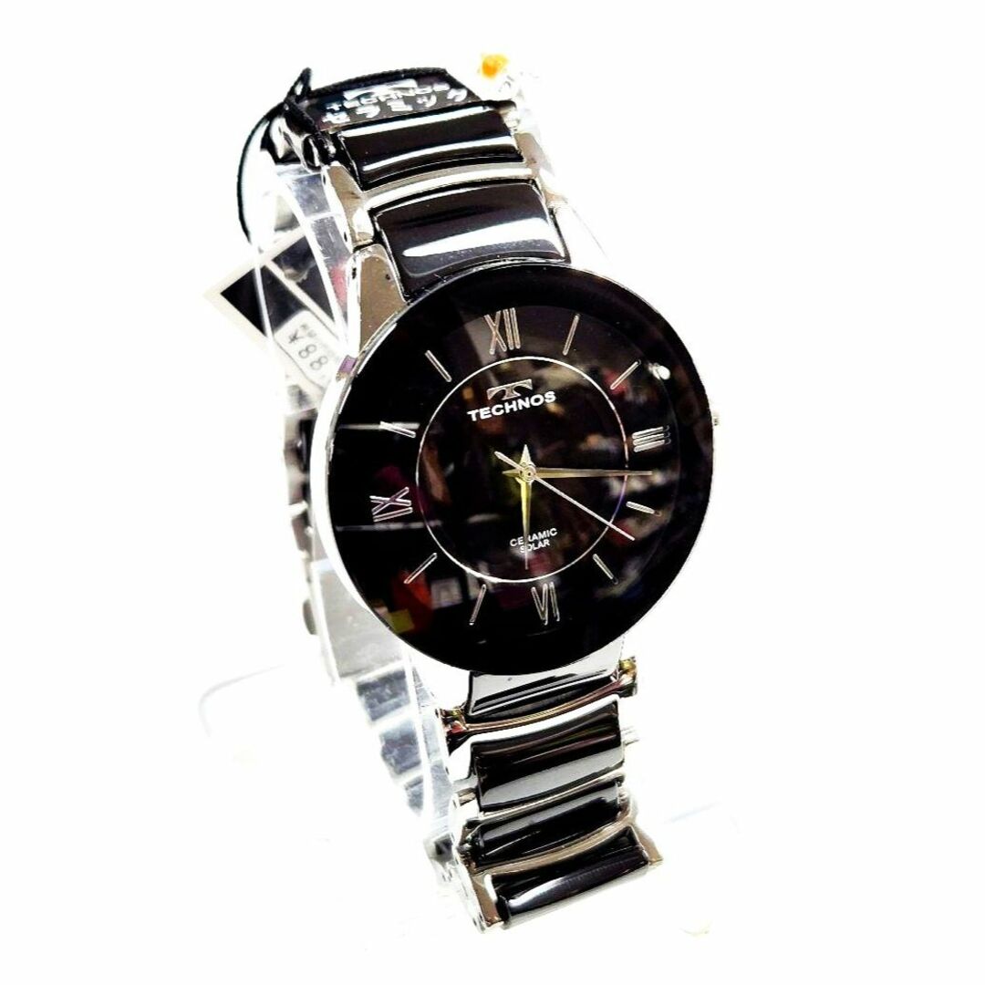 TECHNOS(テクノス)の【新品】 テクノス ソーラー セラミック 腕時計 ブラック×SS 電池交換不要 メンズの時計(腕時計(アナログ))の商品写真