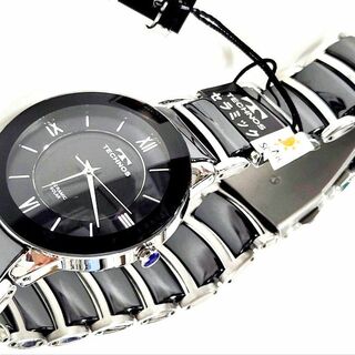 テクノス(TECHNOS)の【新品】 テクノス ソーラー セラミック 腕時計 ブラック×SS 電池交換不要(腕時計(アナログ))