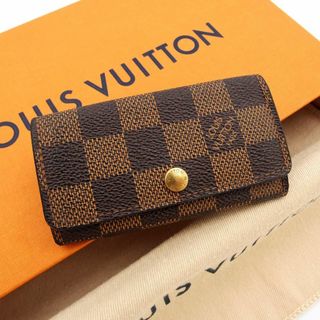 ルイヴィトン(LOUIS VUITTON)の極美品✨ ルイヴィトン ダミエ ミュルティクレ4 キーケース ブラウン(キーケース)