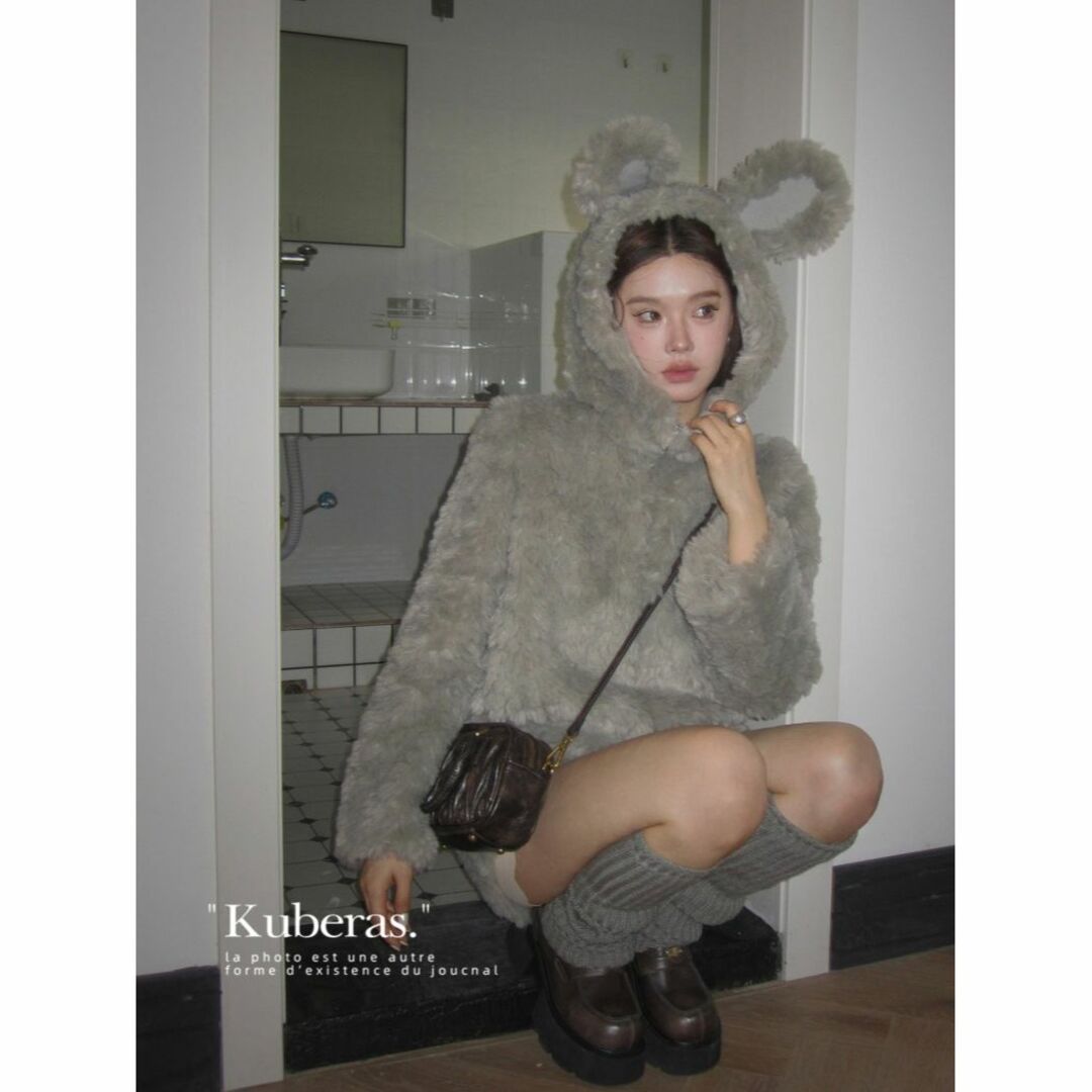 MILK(ミルク)のKUBERAS シャギー ファー うさぎ耳フード ジャケット パーカー  レディースのトップス(パーカー)の商品写真