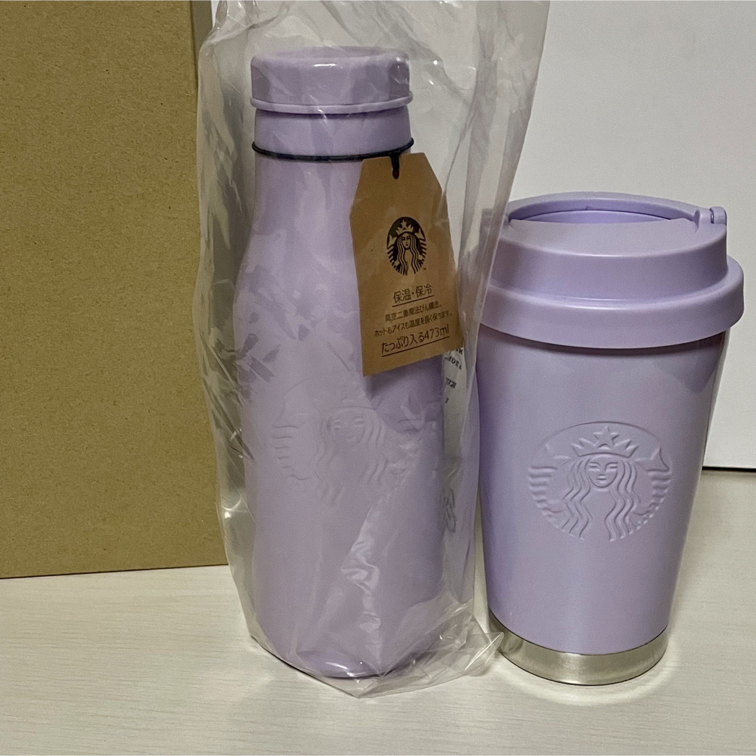 Starbucks(スターバックス)の【新品未使用】Starbucks パールラベンダー2点セット♡ボトル＆タンブラー インテリア/住まい/日用品のキッチン/食器(容器)の商品写真